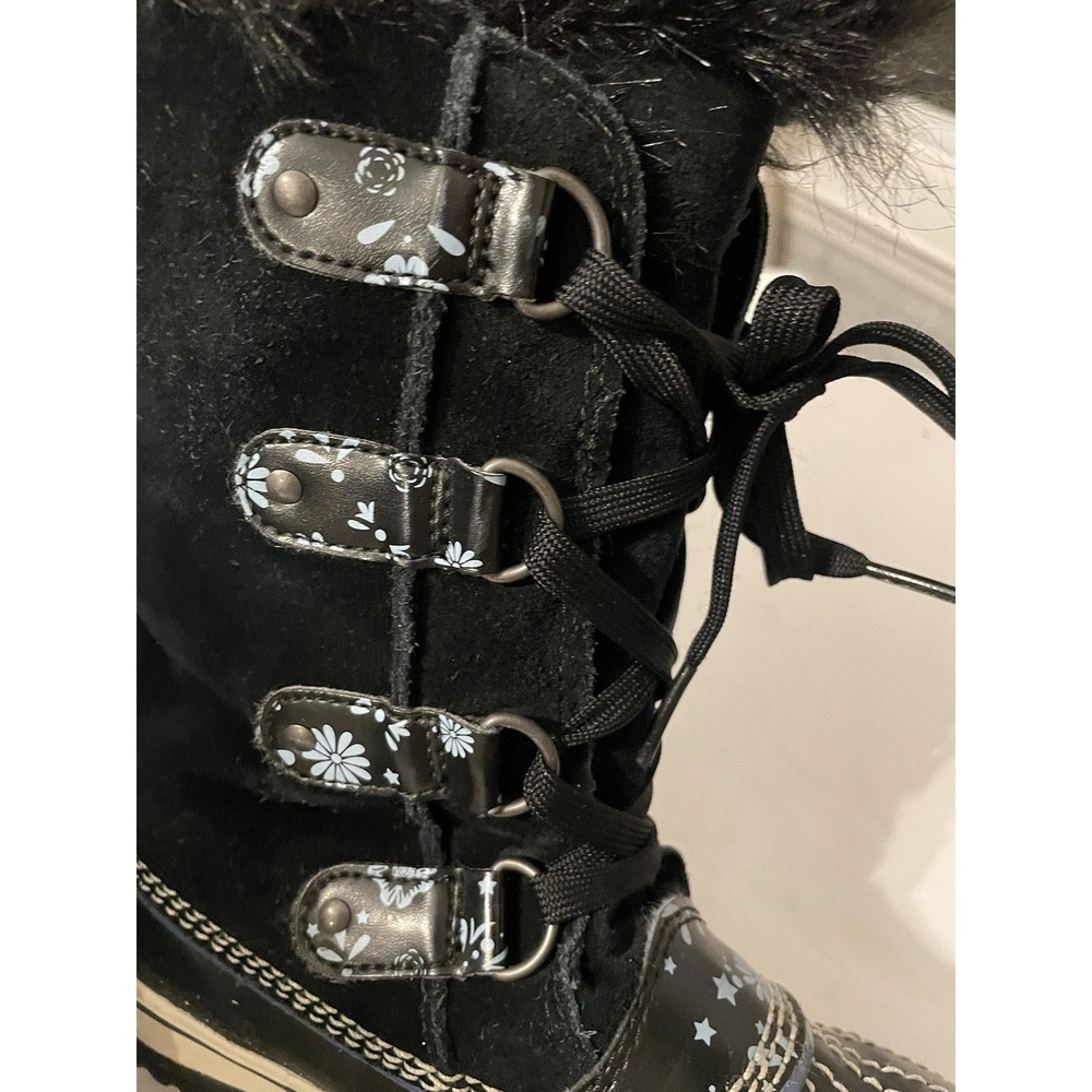 SOREL Joan Of Arctic Floral Faux Fur Y2K Winter Duck Boots Size 4 - Picture 8 of 10